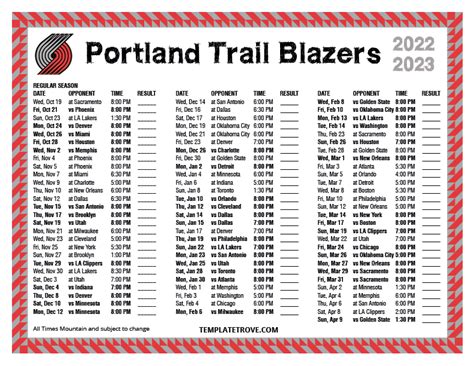 trail blazers schedule|Portland Trail Blazers Scores, Stats and Highlights.